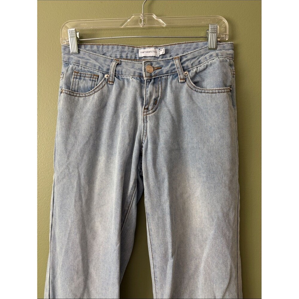 That's So Fetch Low Rise Baggy Fit Wide Leg Cotton Jeans Light Wash Sz US 2 - Picture 3 of 7